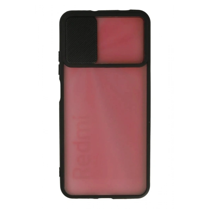 Durukar®   Redmi 9T Kılıf Palm Buzlu Kamera Sürgülü Silikon - Siyah