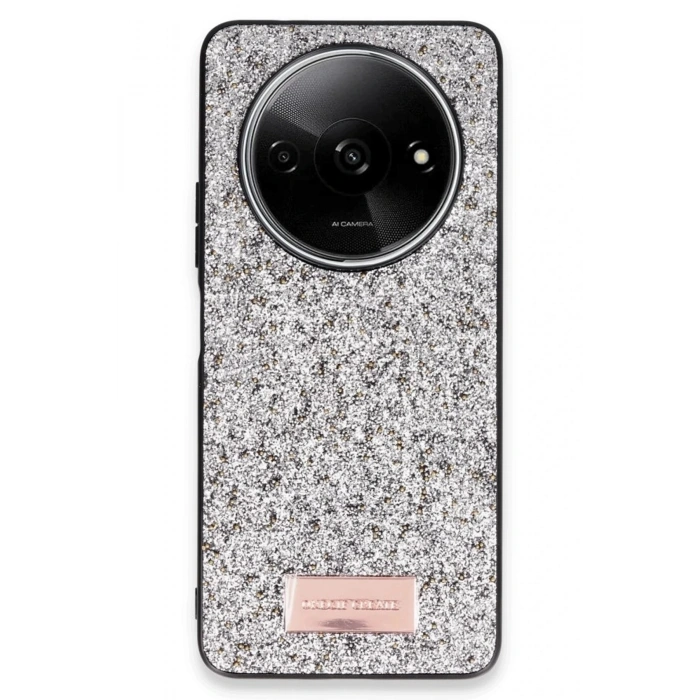 Durukar®   Redmi A3 4G Bright Simli Kapak - Gümüş