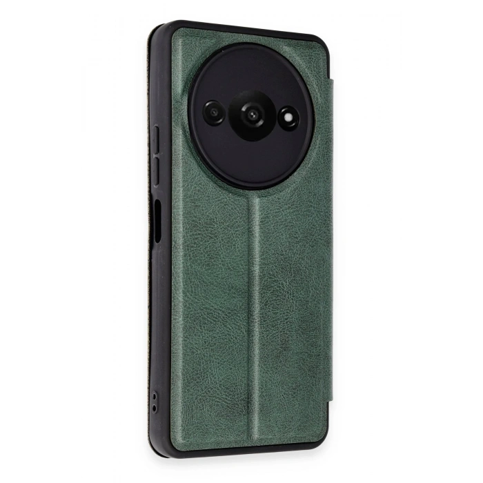 Durukar®   Redmi A3 4G Kılıf Flip Cover - Koyu Yeşil
