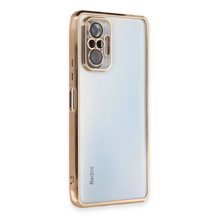 Durukar®   Redmi Note 10 Pro Kılıf  Lensli Silikon - Gold