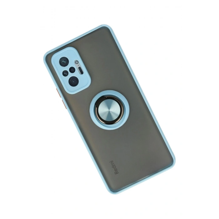 Durukar®   Redmi Note 10 Pro Kılıf Montreal Yüzüklü Silikon Kapak - Buz Mavi