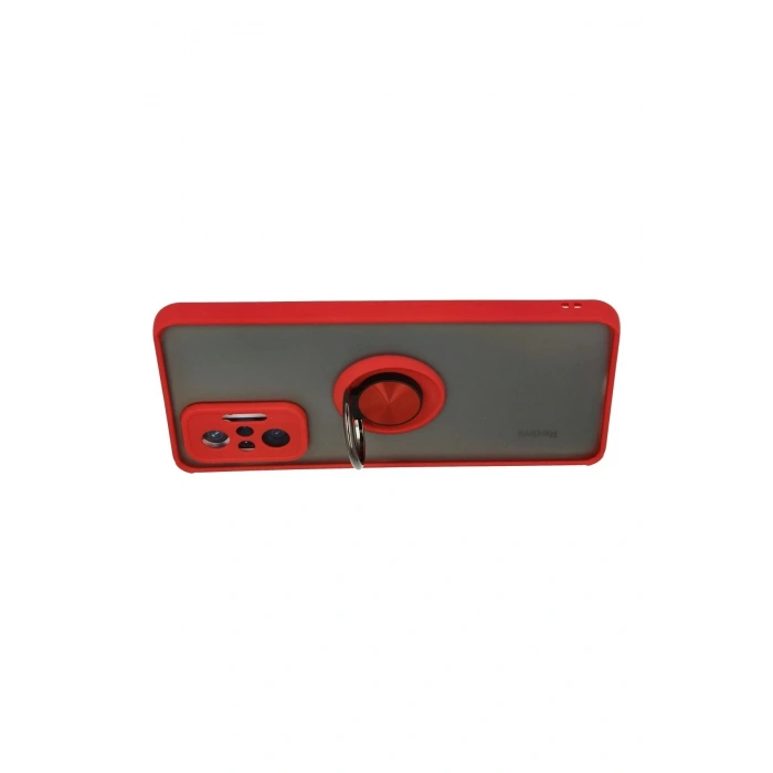 Durukar®   Redmi Note 10 Pro Kılıf Montreal Yüzüklü Silikon Kapak - Kırmızı
