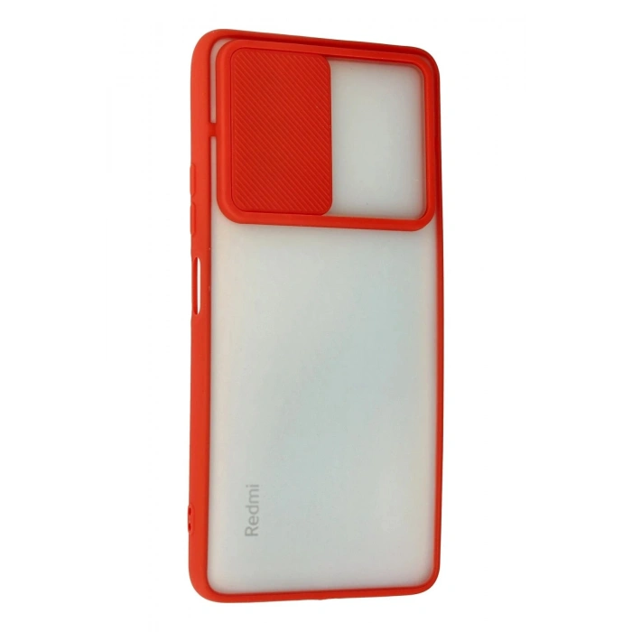 Durukar®   Redmi Note 10 Pro Kılıf Palm Buzlu Kamera Sürgülü Silikon - Kırmızı