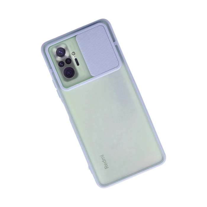Durukar®   Redmi Note 10 Pro Kılıf Palm Buzlu Kamera Sürgülü Silikon - Lila