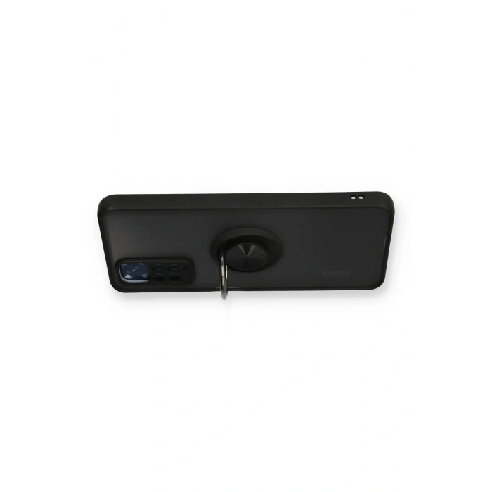 Durukar®   Redmi Note 11 Kılıf Montreal Yüzüklü Silikon Kapak - Siyah