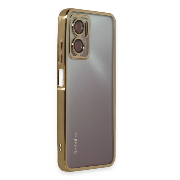 Durukar®   Redmi Note 11E Kılıf  Lensli Silikon - Gold