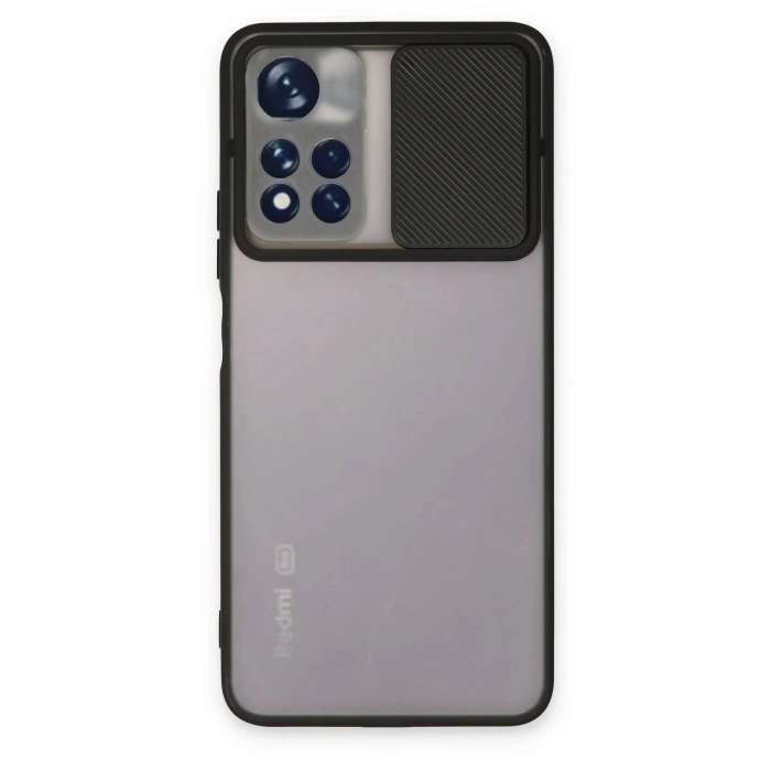 Durukar® Redmi Note 11T Case Palm Frosted Camera Slider Silicone - Black