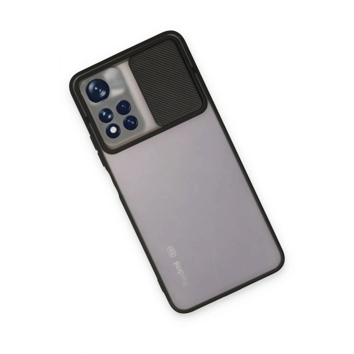 Durukar® Redmi Note 11T Case Palm Frosted Camera Slider Silicone - Black