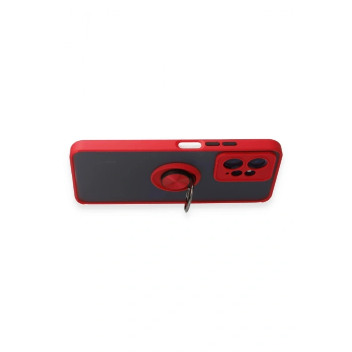 Durukar®   Redmi Note 12 4G Kılıf Montreal Yüzüklü Silikon Kapak - Kırmızı