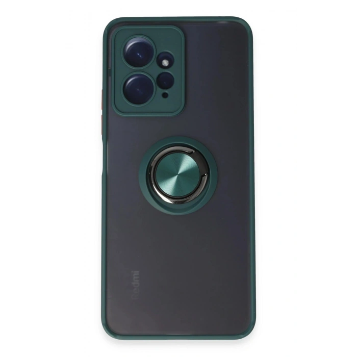 Durukar®   Redmi Note 12 4G Kılıf Montreal Yüzüklü Silikon Kapak - Yeşil