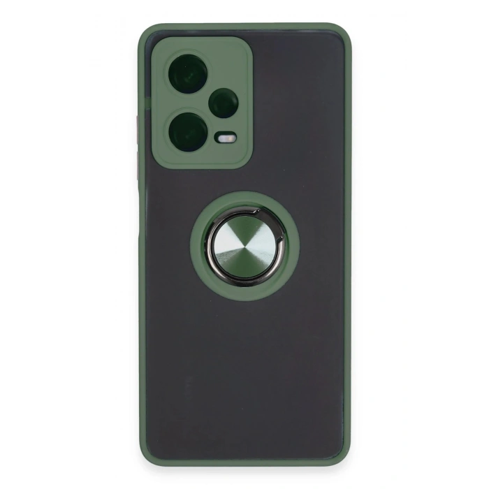 Durukar®   Redmi Note 12 5G Kılıf Montreal Yüzüklü Silikon Kapak - Yeşil