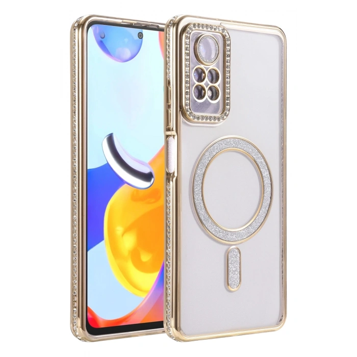 Durukar®   Redmi Note 12 Pro 4G Joke Simli Magneticsafe Kılıf - Gold
