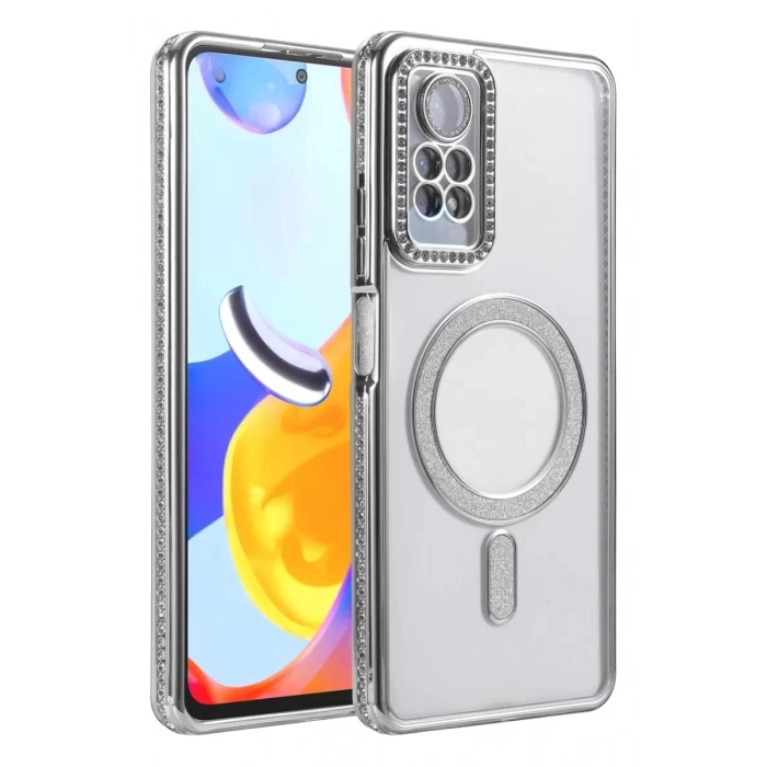 Durukar®   Redmi Note 12 Pro 4G Joke Simli Magneticsafe Kılıf - Gümüş