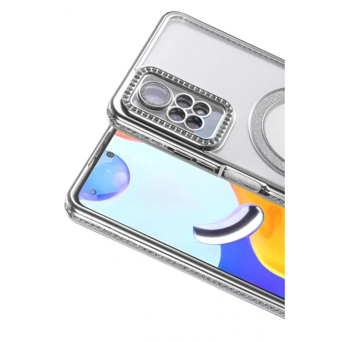 Durukar®   Redmi Note 12 Pro 4G Joke Simli Magneticsafe Kılıf - Gümüş