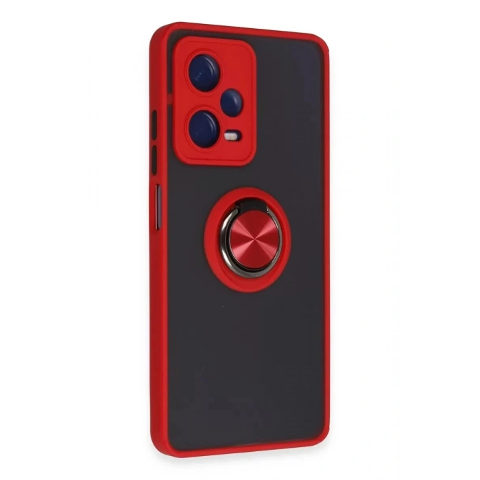 Durukar®   Redmi Note 12 Pro 5G Kılıf Montreal Yüzüklü Silikon Kapak - Kırmızı