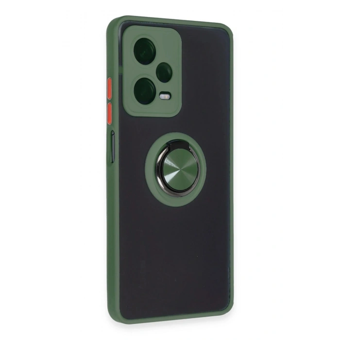 Durukar®   Redmi Note 12 Pro 5G Kılıf Montreal Yüzüklü Silikon Kapak - Yeşil