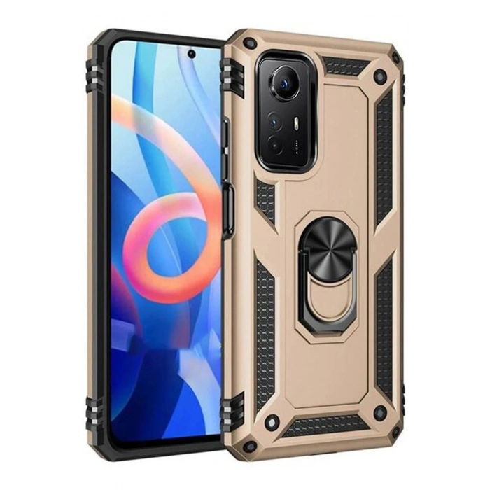 Durukar®   Redmi Note 12S Kılıf Sofya Yüzüklü Silikon Kapak - Gold