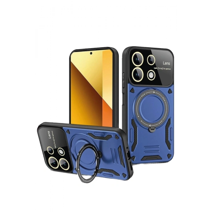 Durukar®   Redmi Note 13 4G Kılıf Joy Lens Standlı Kapak - Lacivert