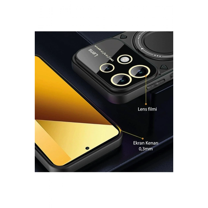 Durukar®   Redmi Note 13 4G Kılıf Joy Lens Standlı Kapak - Siyah