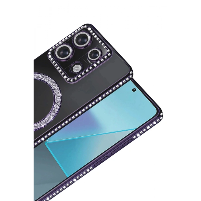Durukar®   Redmi Note 13 Pro 4G Joke Simli Magneticsafe Kılıf - Derin Mor