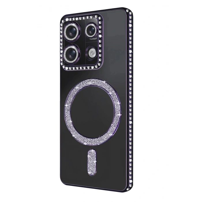 Durukar®   Redmi Note 13 Pro 4G Joke Simli Magneticsafe Kılıf - Derin Mor