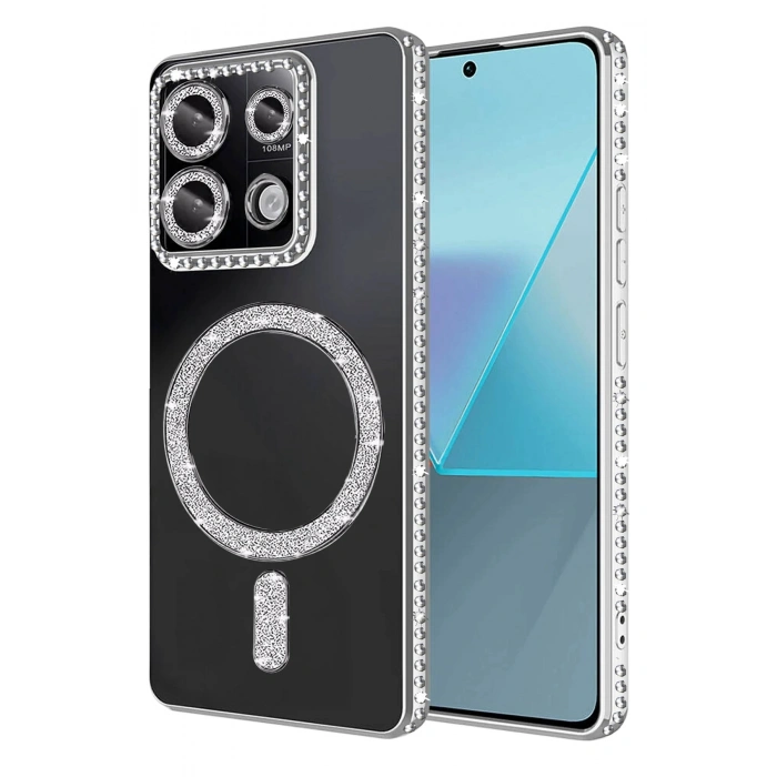 Durukar®   Redmi Note 13 Pro 4G Joke Simli Magneticsafe Kılıf - Gümüş