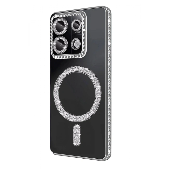 Durukar®   Redmi Note 13 Pro 4G Joke Simli Magneticsafe Kılıf - Gümüş