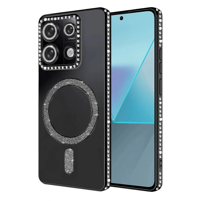 Durukar®   Redmi Note 13 Pro 4G Joke Simli Magneticsafe Kılıf - Siyah