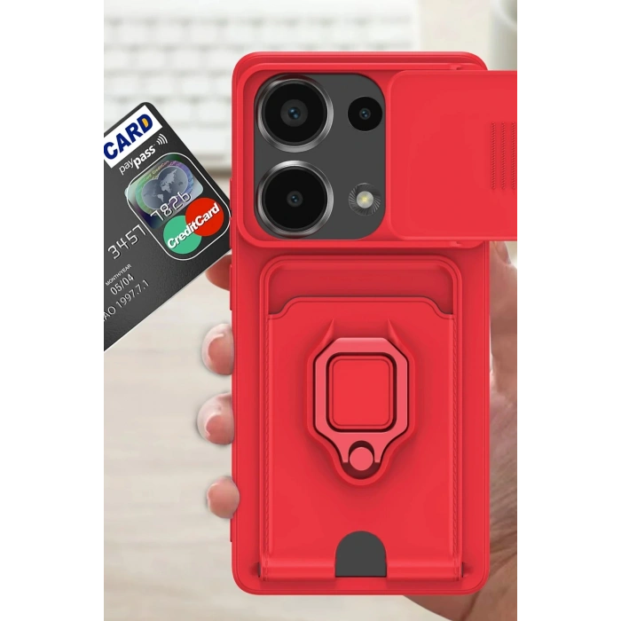 Durukar®   Redmi Note 13 Pro 4G Kılıf Zuma Kartvizitli Yüzüklü Silikon - Yeşil