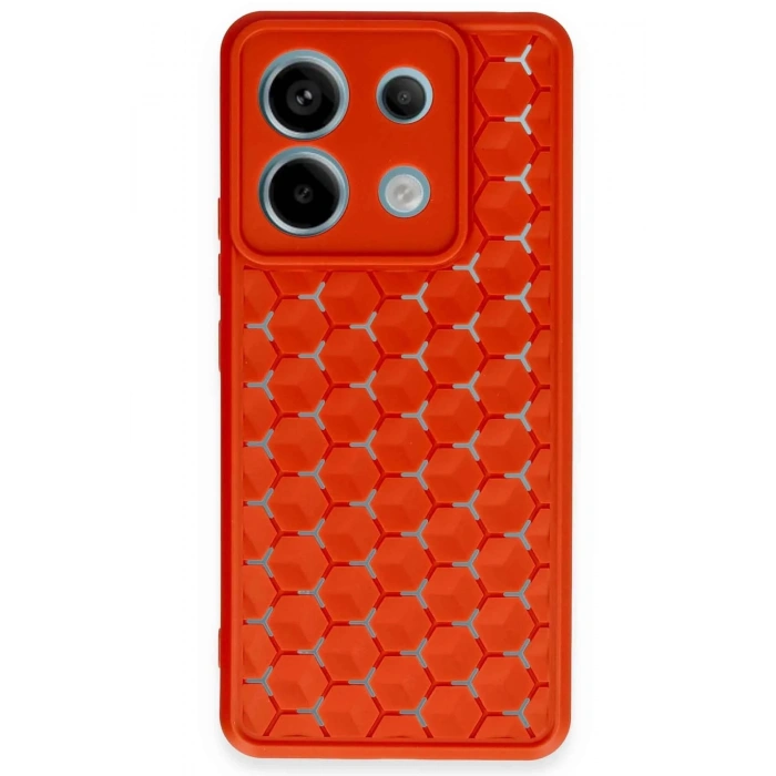 Durukar®   Redmi Note 13 Pro 5G Kılıf Petek Silikon Kapak - Kırmızı