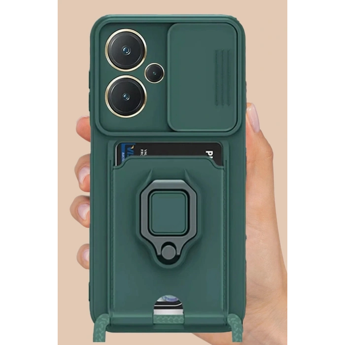 Durukar®   Redmi Note 13 Pro Plus Kılıf Zuma Kartvizitli Yüzüklü Silikon - Kırmızı