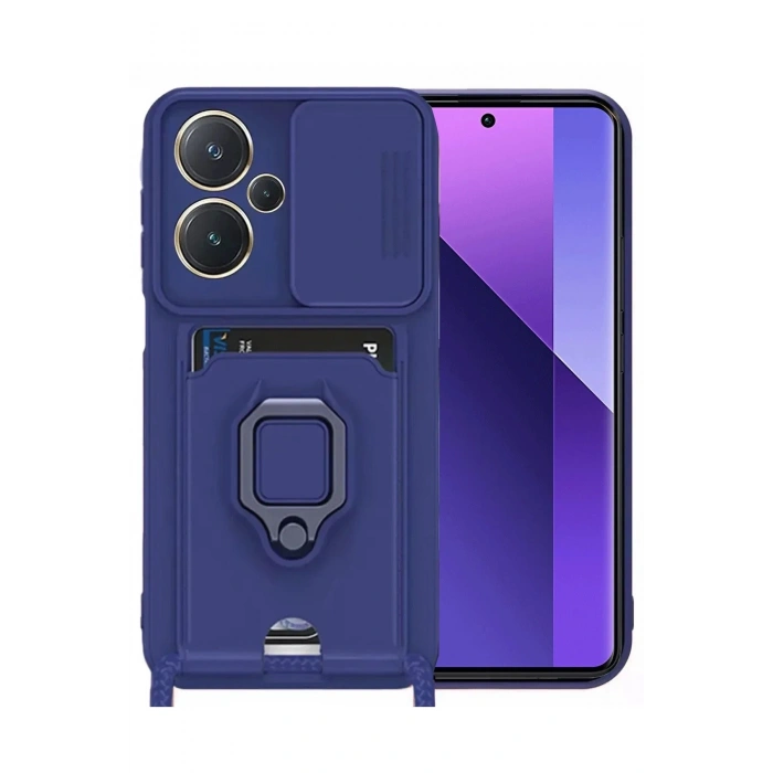 Durukar®   Redmi Note 13 Pro Plus Kılıf Zuma Kartvizitli Yüzüklü Silikon - Lacivert