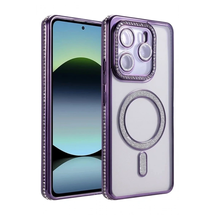 Durukar®   Redmi Note 14 4G Joke Simli Magneticsafe Kılıf - Derin Mor
