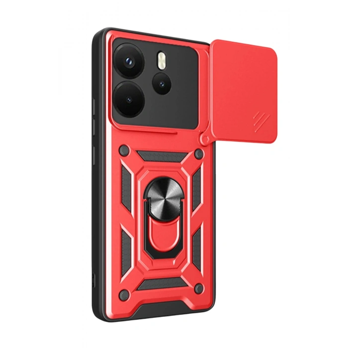 Durukar®   Redmi Note 14 4G Pars Lens Yüzüklü Silikon - Kırmızı
