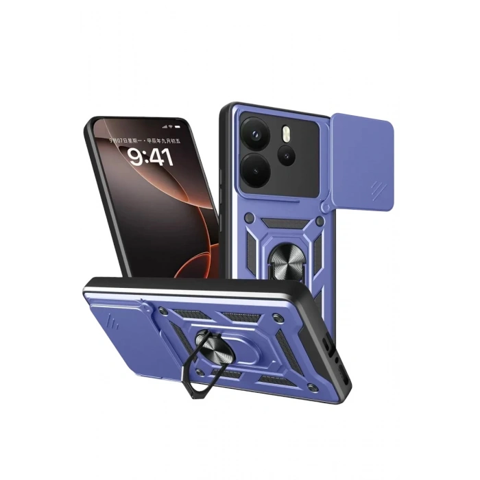 Durukar®   Redmi Note 14 4G Pars Lens Yüzüklü Silikon - Lacivert