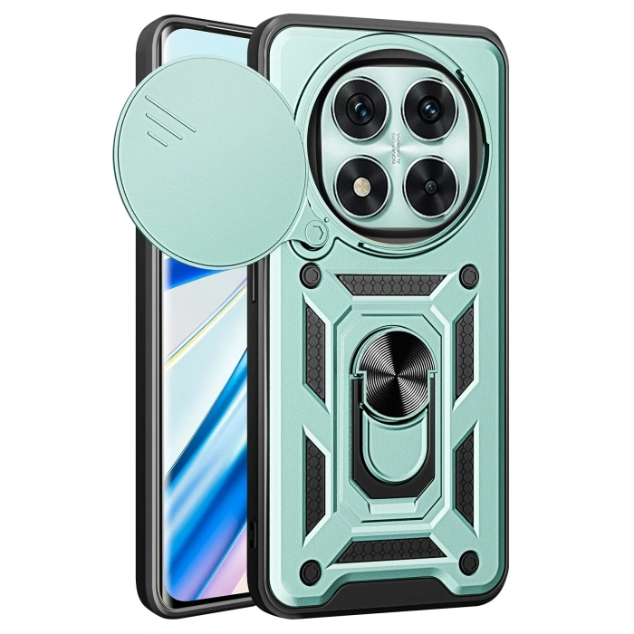 Durukar®   Redmi Note 14 Pro 4G Kılıf Pars Lens Yüzüklü Silikon - Yeşil