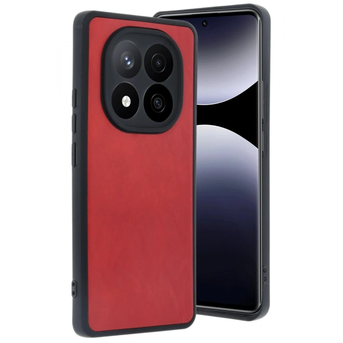 Durukar®   Redmi Note 14 Pro 5G Kılıf Aras Deri Kapak - Kırmızı