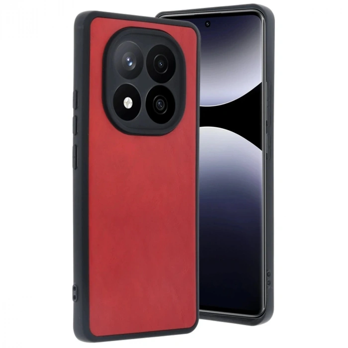 Durukar®   Redmi Note 14 Pro 5G Kılıf Aras Deri Kapak - Kırmızı