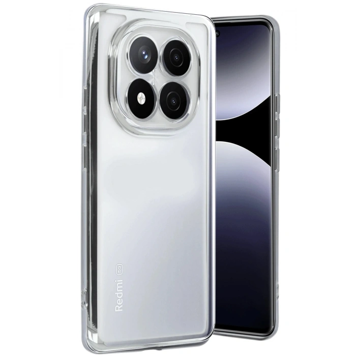 Durukar®   Redmi Note 14 Pro 5G Kılıf  Lensli Silikon - Gümüş