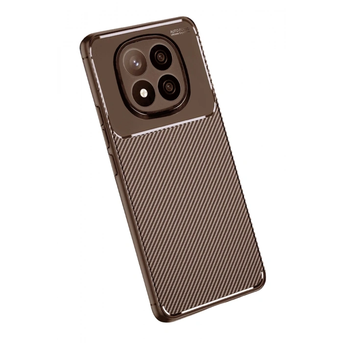 Durukar®   Redmi Note 14 Pro Plus Kılıf Auto Focus Karbon Kapak - Kahverengi