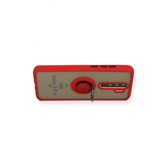 Durukar®   Redmi Note 8 Pro Kılıf Montreal Yüzüklü Silikon Kapak - Kırmızı