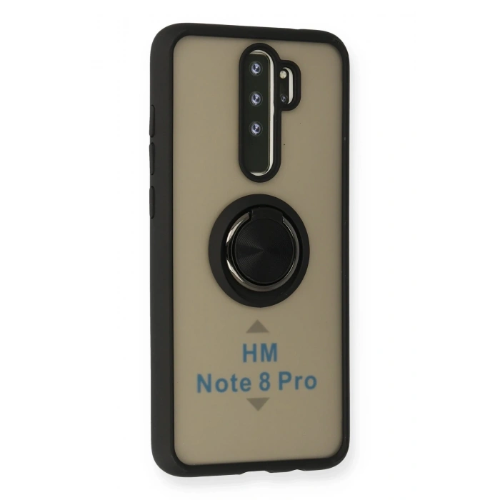 Durukar®   Redmi Note 8 Pro Kılıf Montreal Yüzüklü Silikon Kapak - Siyah