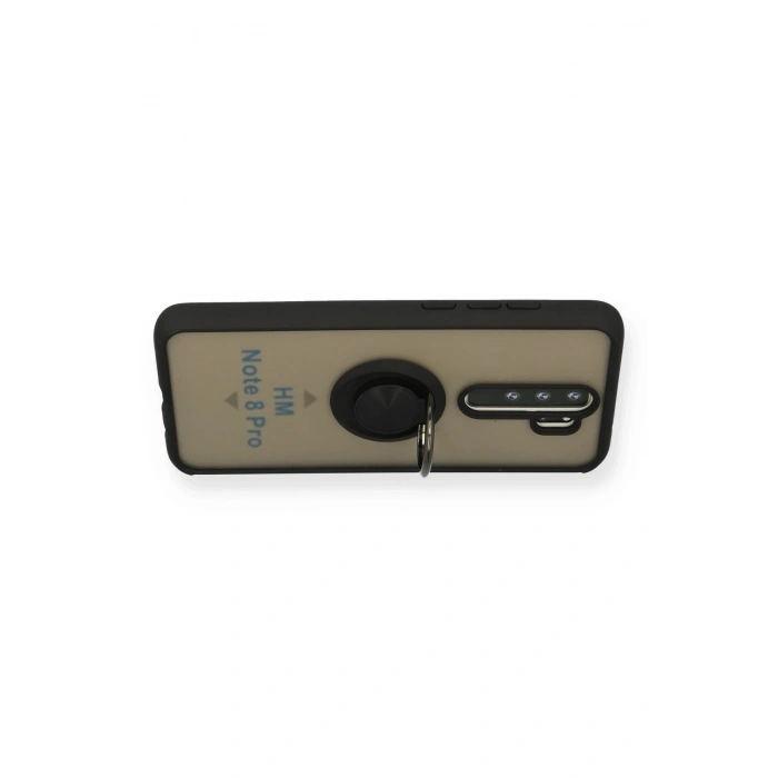 Durukar®   Redmi Note 8 Pro Kılıf Montreal Yüzüklü Silikon Kapak - Siyah