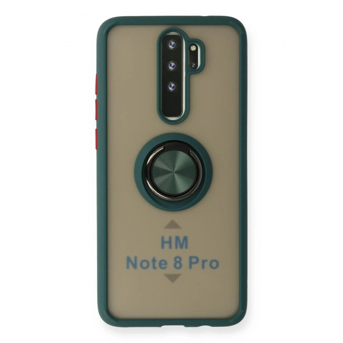 Durukar®   Redmi Note 8 Pro Kılıf Montreal Yüzüklü Silikon Kapak - Yeşil