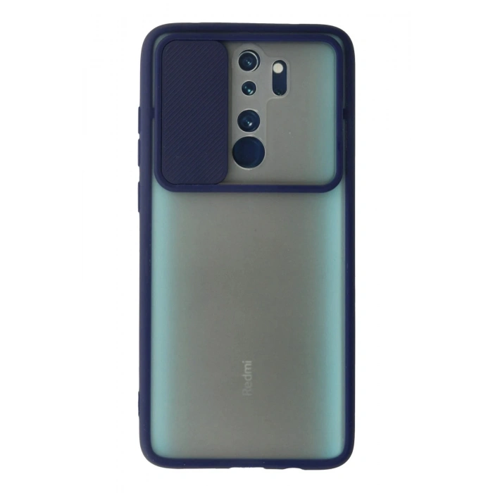 Durukar®   Redmi Note 8 Pro Kılıf Palm Buzlu Kamera Sürgülü Silikon - Lacivert