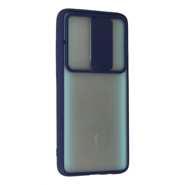Durukar®   Redmi Note 8 Pro Kılıf Palm Buzlu Kamera Sürgülü Silikon - Lacivert
