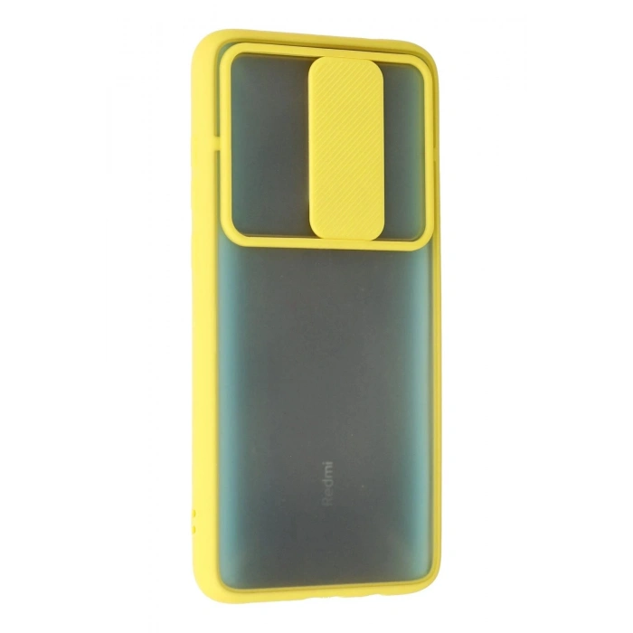 Durukar®   Redmi Note 8 Pro Kılıf Palm Buzlu Kamera Sürgülü Silikon - Sarı
