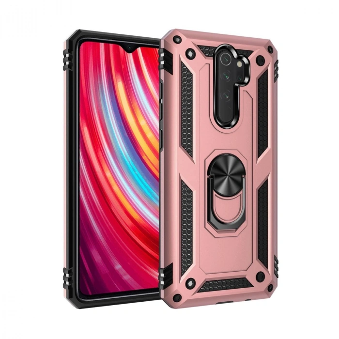 Durukar®   Redmi Note 8 Pro Kılıf Sofya Yüzüklü Silikon Kapak - Rose