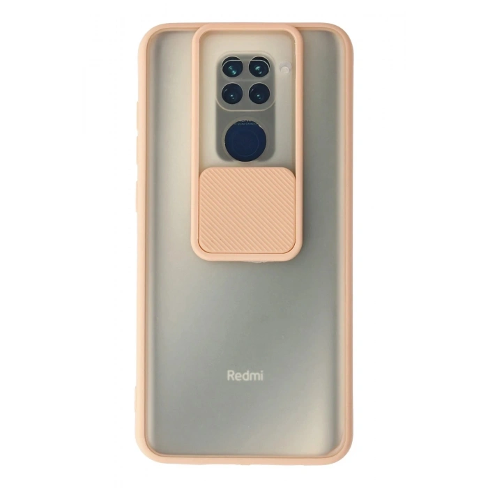 Durukar®   Redmi Note 9 Kılıf Palm Buzlu Kamera Sürgülü Silikon - Pembe