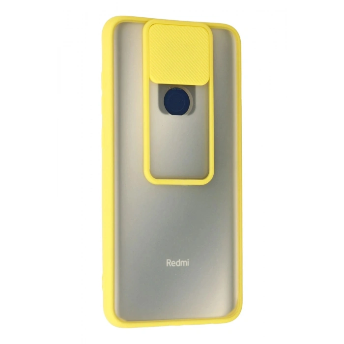 Durukar®   Redmi Note 9 Kılıf Palm Buzlu Kamera Sürgülü Silikon - Sarı